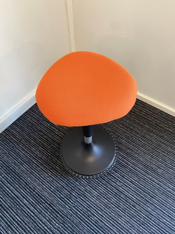 Sitall Deluxe Sit/ Stand Posture Stool with Orange Fabric Seat Pad