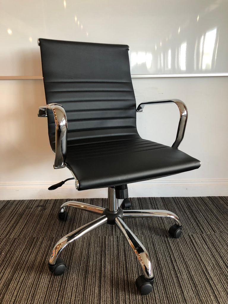 Nola Black Bonded Leather Executive Managerial Office Chair With Arms
