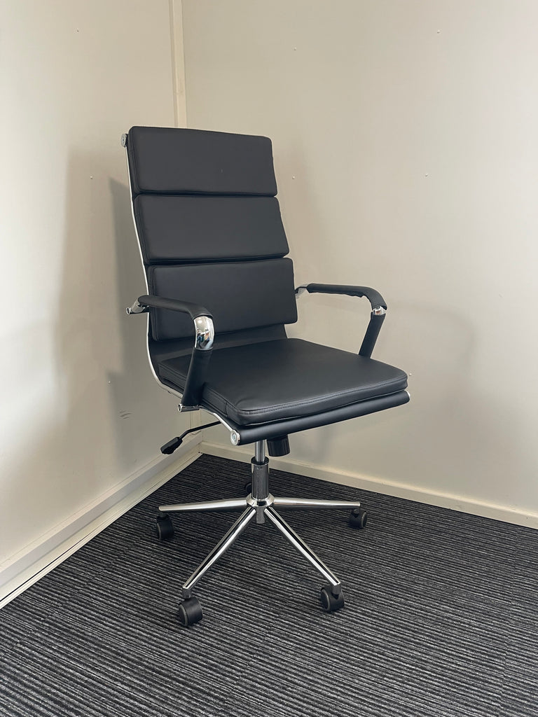 Hawkes High Back Black Bonded Leather Executive Managerial Office Chair