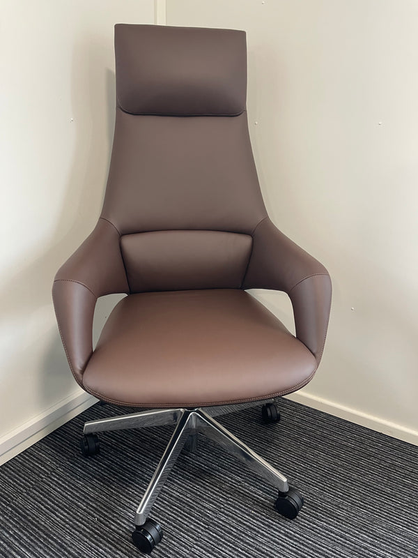 Olive High Back Brown Executive Managerial Office Chair With Arms