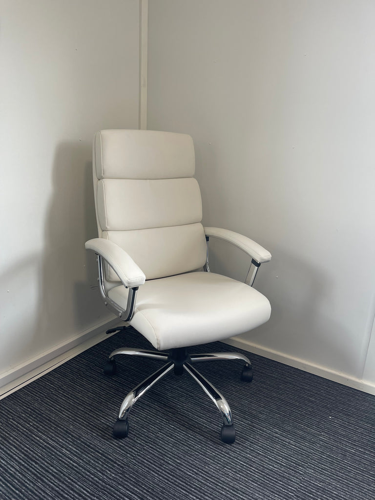 Desire White Bonded Leather Executive Managerial Office Chair With Arms