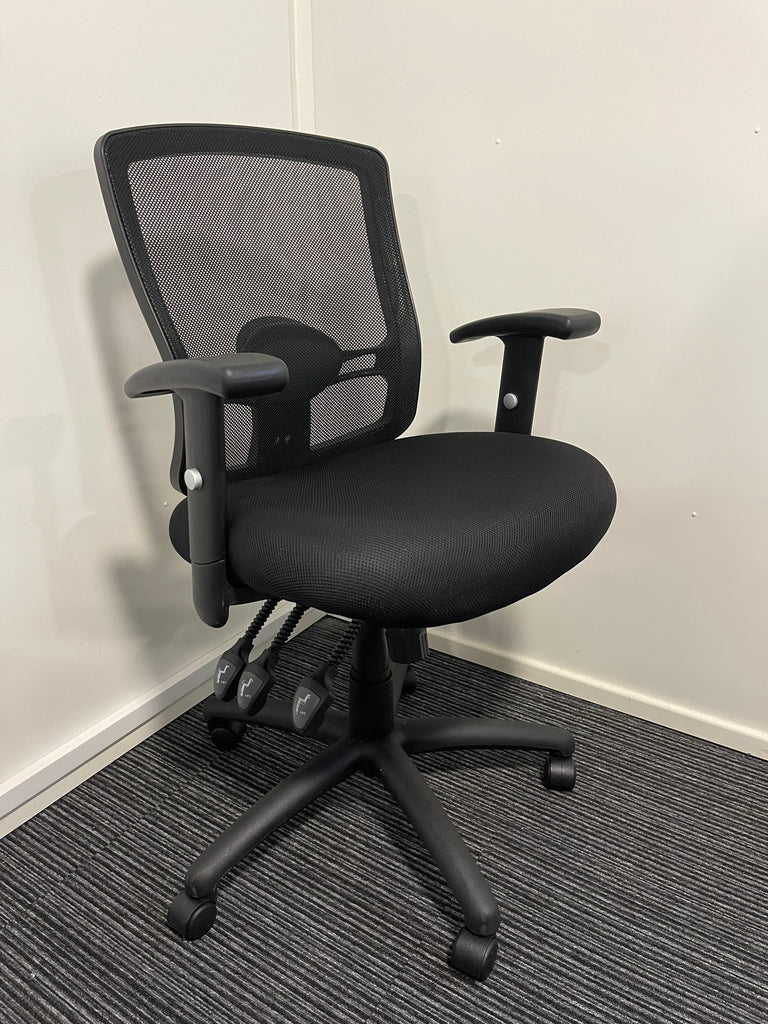 Portland III Black Airmesh Seat Mesh Back High Back Task Operator Chair With Arms