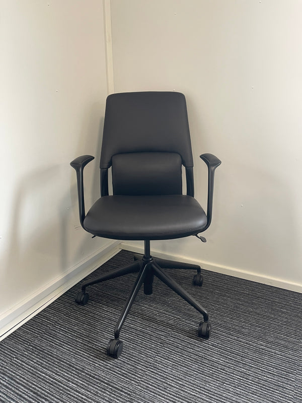 Medium Back Black Bonded Leather Executive Managerial Office Chair With Arms