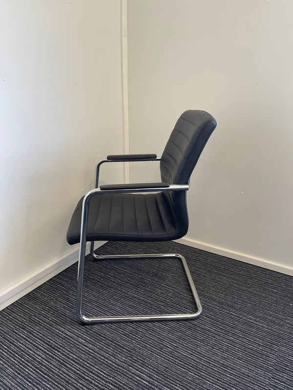 Medium Back Black Cantilever Chair With Arms