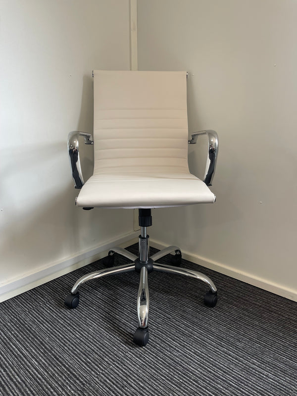 Nola Medium Back White Bonded Leather Executive Managerial Office Chair With Arms