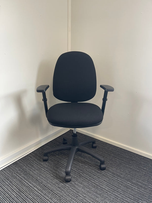 Eclipse Plus II Black Fabric Task Operator Office Chair With Height Adjustable Arms