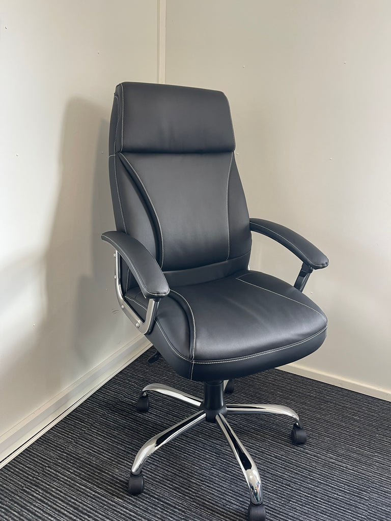 Penza Black Bonded Leather Executive Managerial Office Chair With Arms