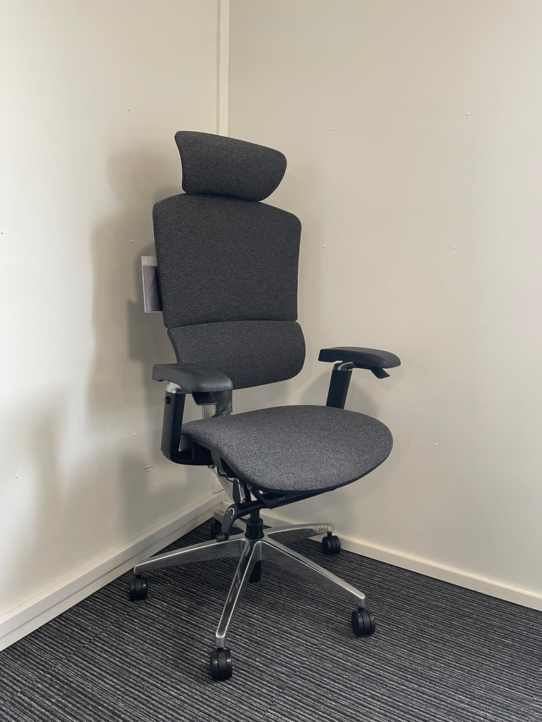 Ergo Click Plus Grey Fabrimesh High Back Ergonomic Posture Chair With Headrest & Arms