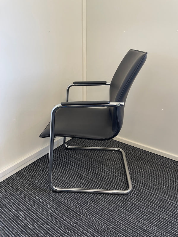 Medium Back Bonded Leather Cantilever Visitor Chair with Arms