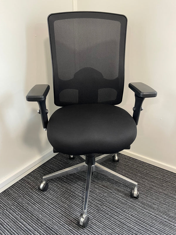 Regent Black Fabric Mesh Back High Back Task Operator Chair With Arms