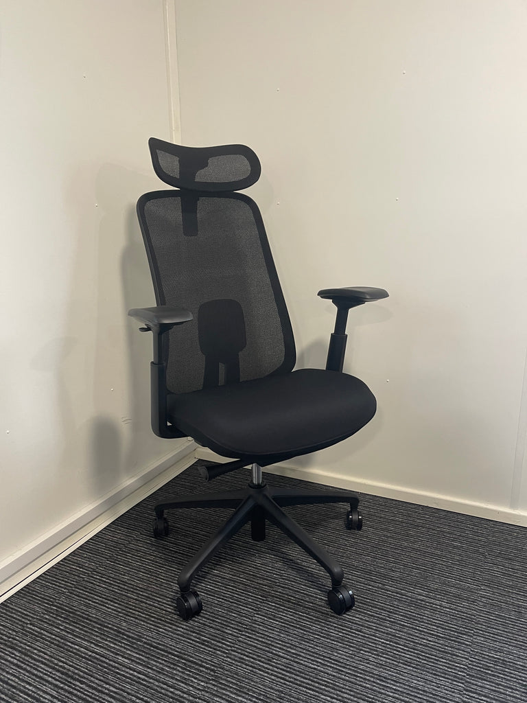 Fabric Seat Mesh Back High Back Task Operator Chair With Headrest And Height Adjustable Arms