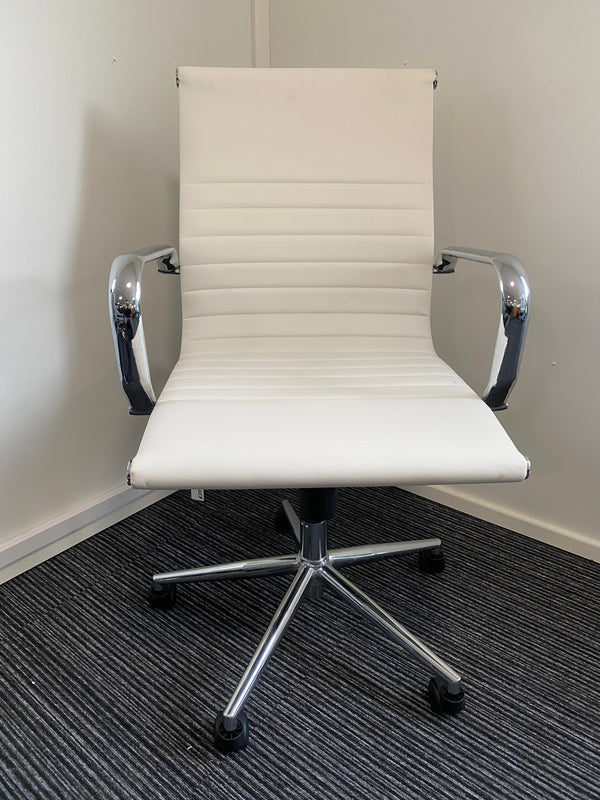 Nola Medium Back White Bonded Leather Executive Managerial Office Chair With Arms