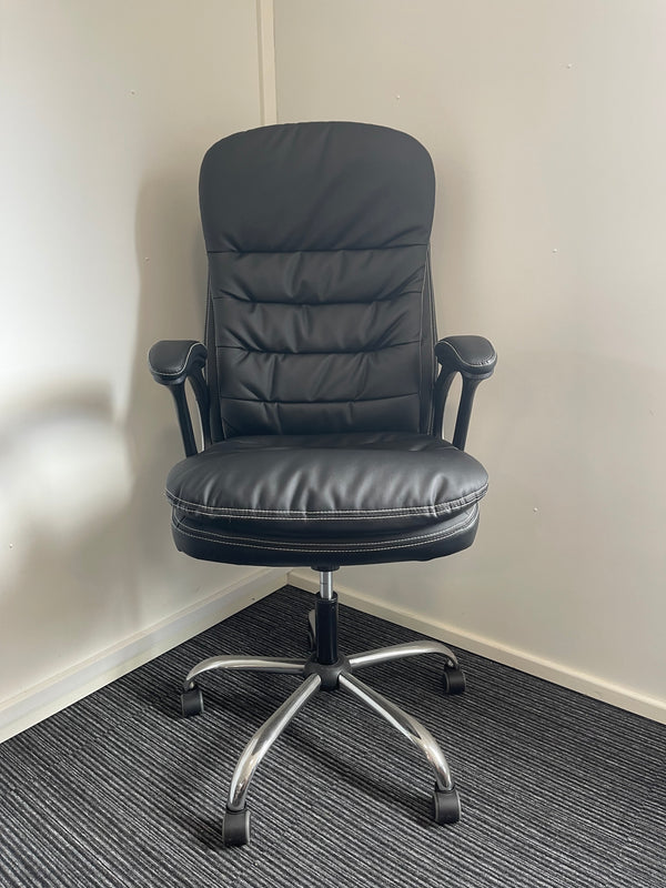 Ontario High Back Black Bonded Leather Executive Managerial Office Chair With Arms