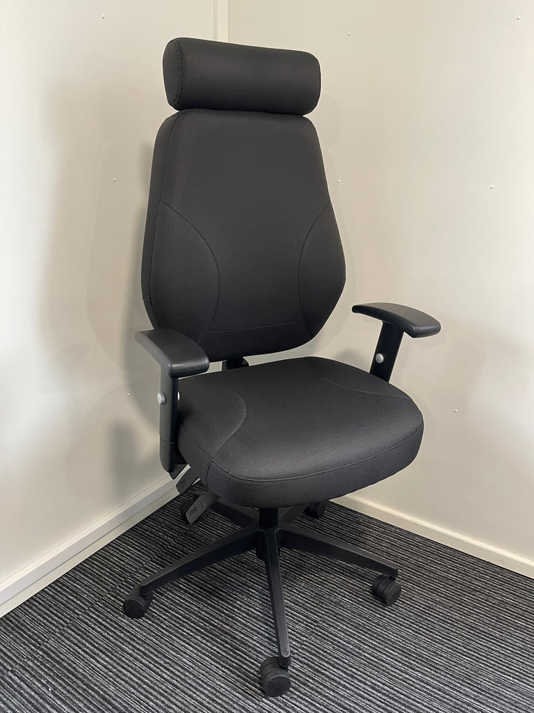 Nexus Black Fabric High Back Task Operator Office Chair With Headrest & Arms