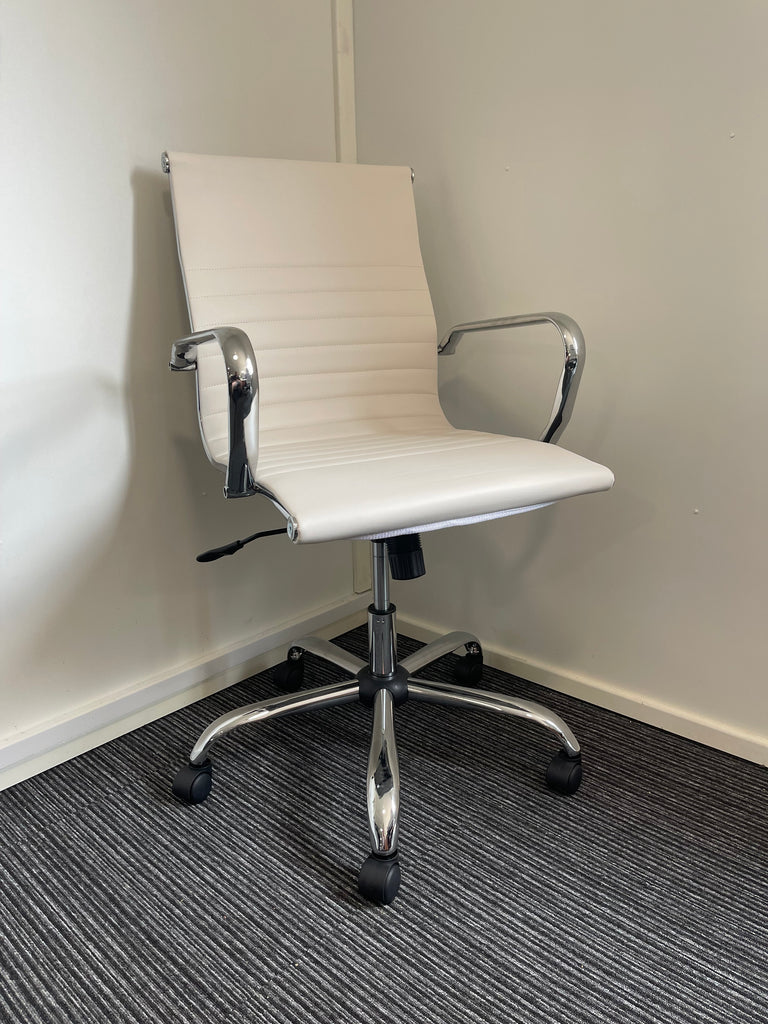 Nola Medium Back White Bonded Leather Executive Managerial Office Chair With Arms