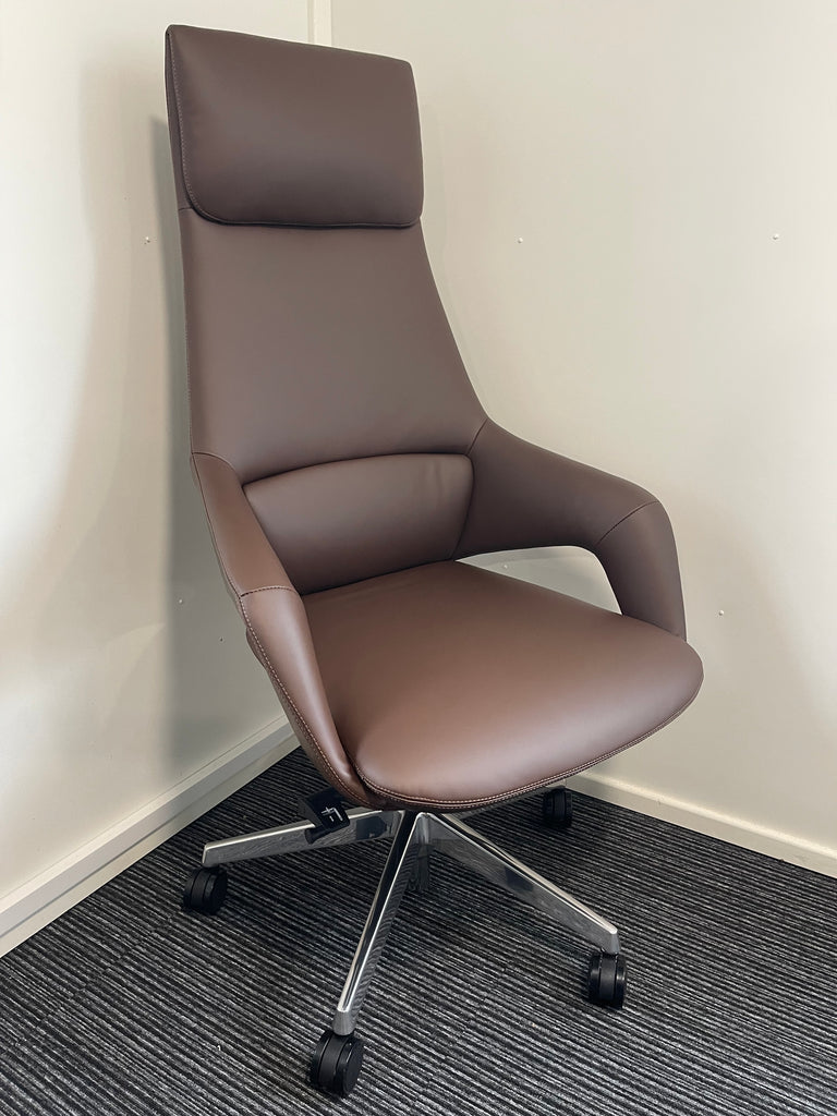 Olive High Back Brown Executive Managerial Office Chair With Arms