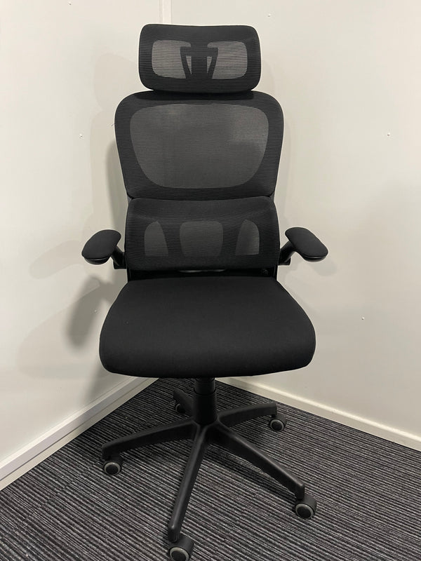 Iris Fabric Seat Mesh Back High Back Task Operator Chair With Headrest & Arms