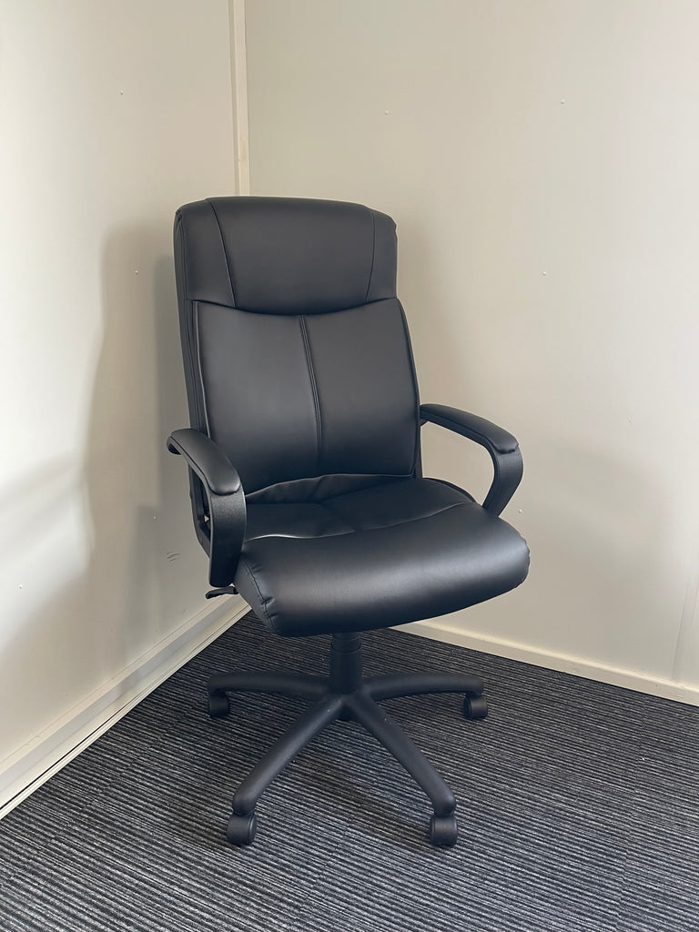 Plaza High Back Executive Black Leather Office Chair with Arms