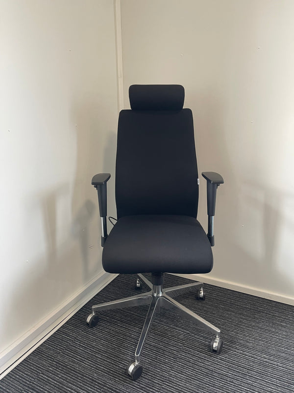 Onyx Black Fabric High Back Ergonomic Posture Chair With Arms & Headrest