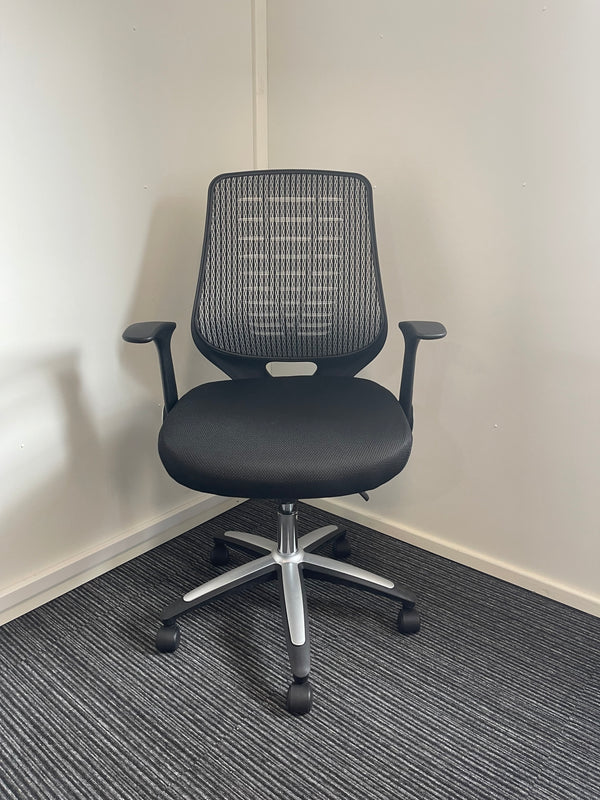 Relay Airmesh Seat Silver Mesh Back Task Operator Chair With Folding Arms