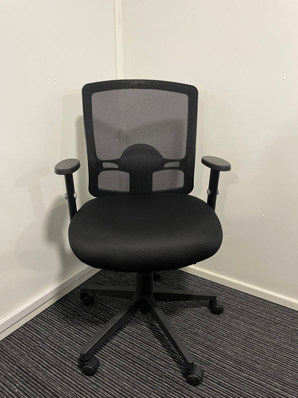 Portland II Black Airmesh Seat Mesh Back High Back Task Operator Chair With Arms