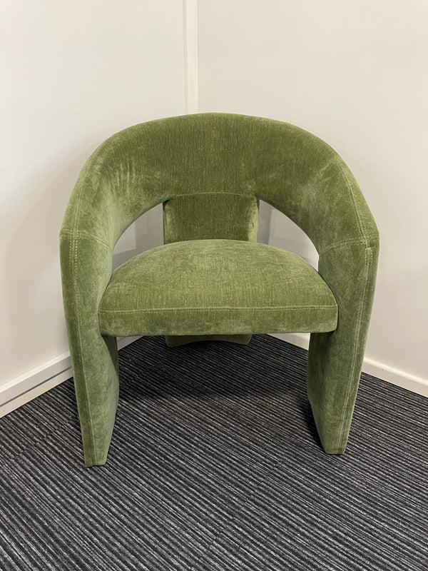 Boho Single Seater accent Visitor Armchair With Arms In Forest Green Fabric