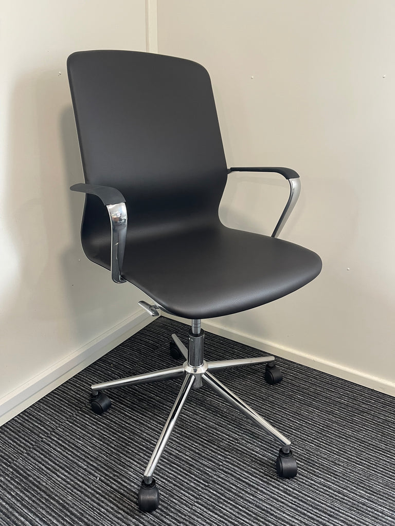 Lucia Twin Lever Black Polyurethane Executive Managerial Office Chair With Arms