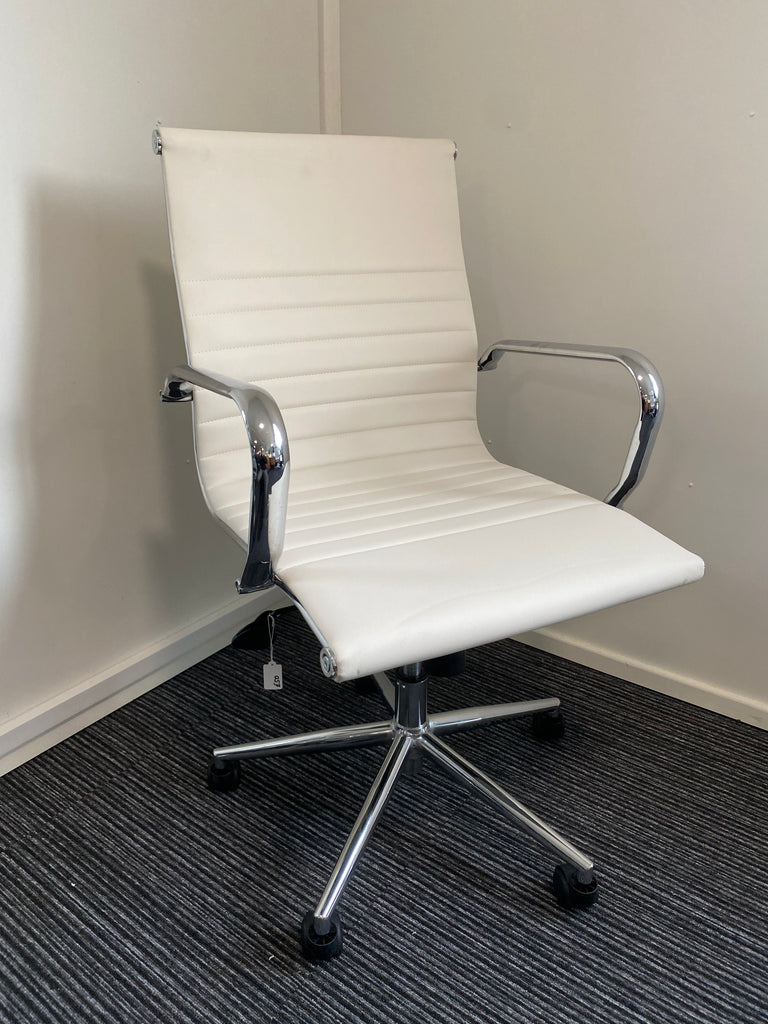 Nola Medium Back White Bonded Leather Executive Managerial Office Chair With Arms