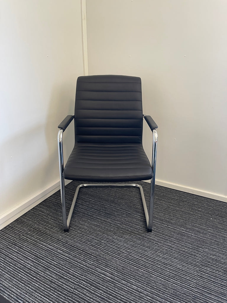 Medium Back Black Cantilever Chair With Arms