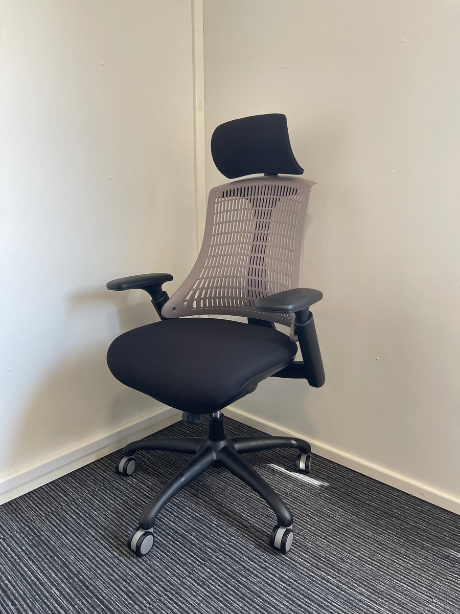 Flex Black Frame Black Fabric Seat High Back Task Operator Chair With ...