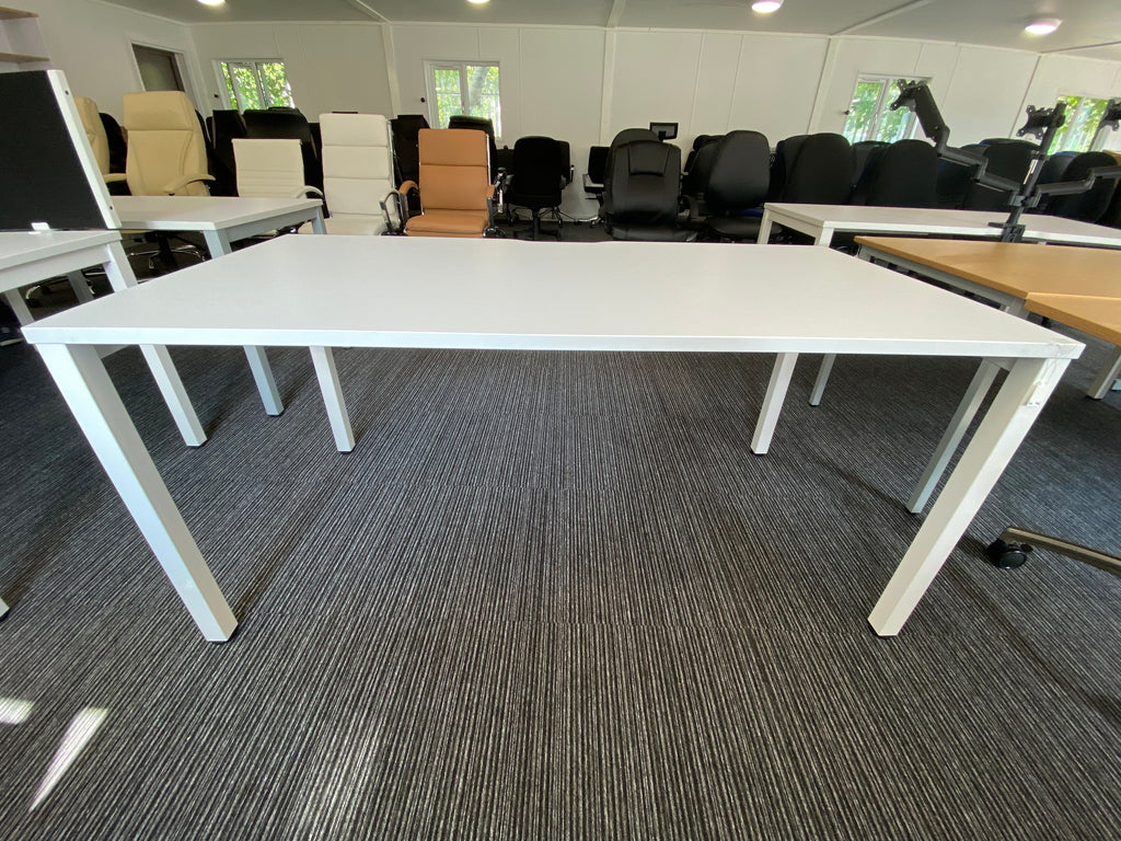 Evolve Plus Single Bench Desk 160x80cm White Wood Tops with White Frame