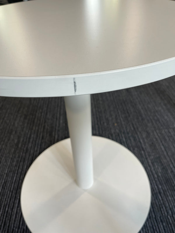 Round 60cm Coffee Table 72 cm High with White Top & Poseur Leg