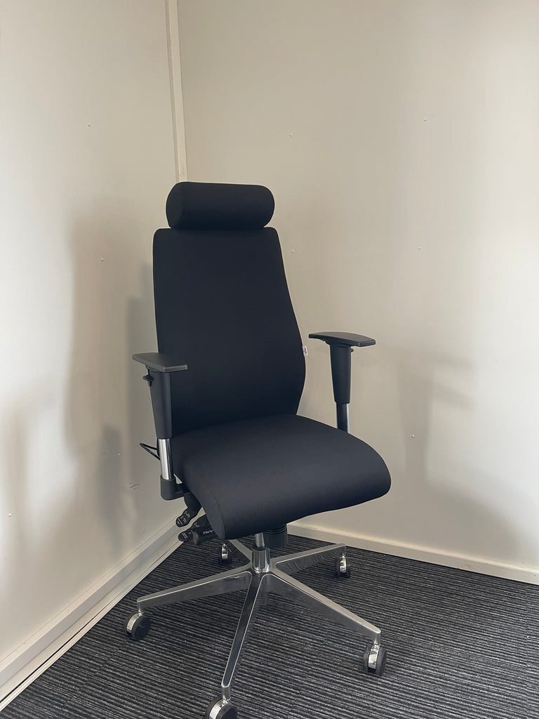 Onyx Black Fabric High Back Ergonomic Posture Chair With Arms & Headrest