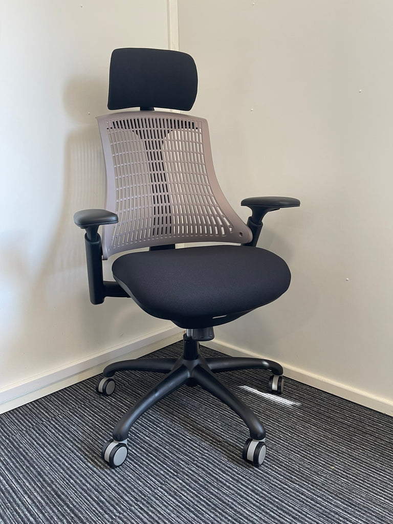 Flex Black Frame Black Fabric Seat High Back Task Operator Chair With Headrest & Arms