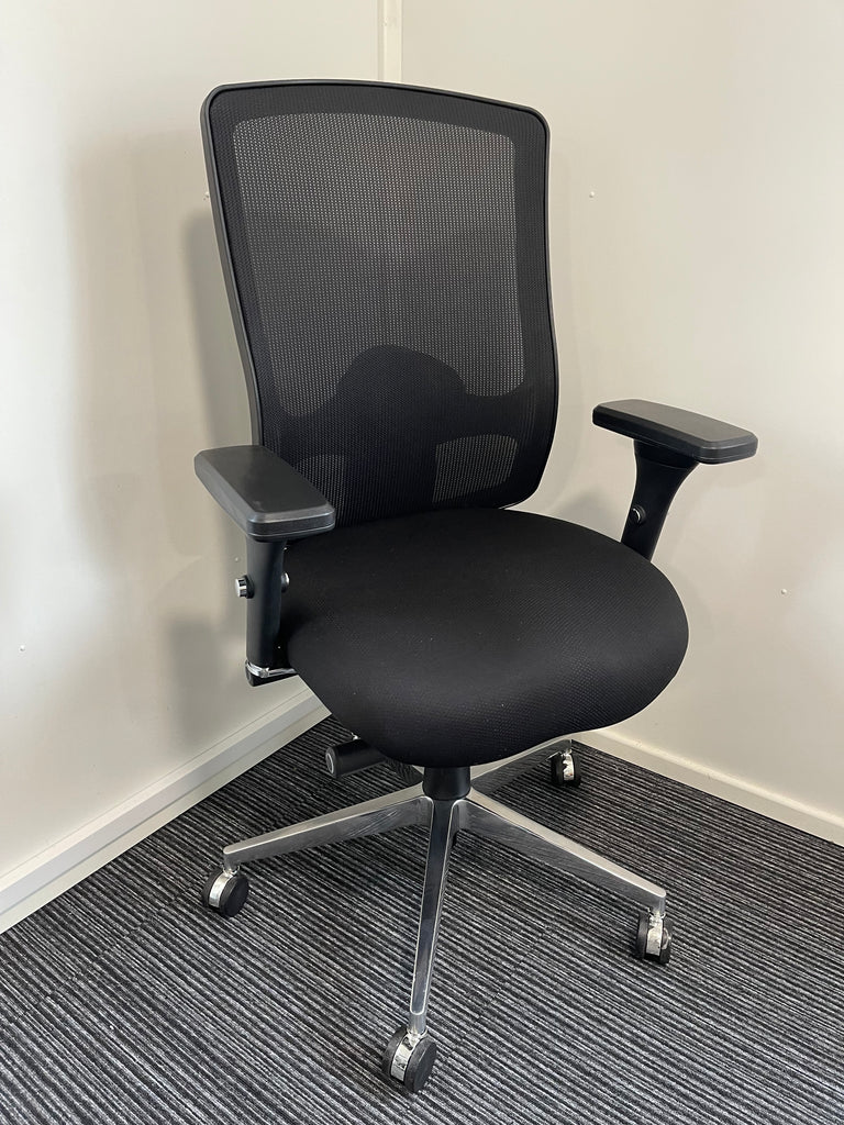 Regent Black Fabric Mesh Back High Back Task Operator Chair With Arms