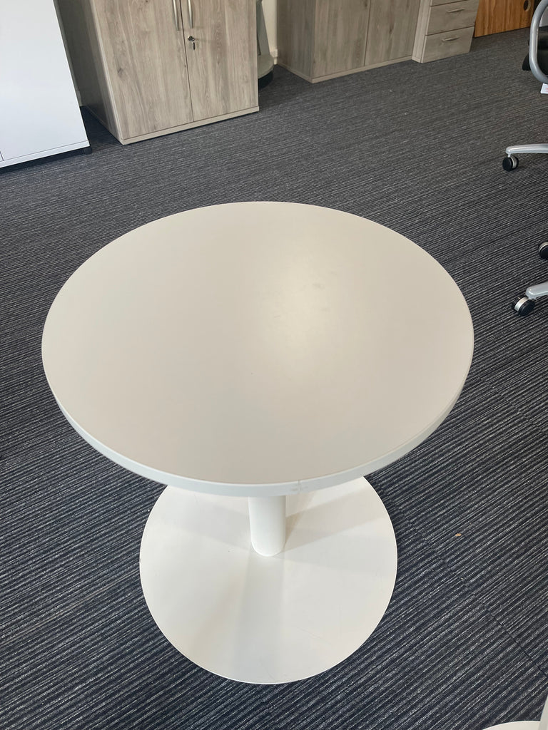 Round 60cm Coffee Table 72 cm High with White Top & Poseur Leg