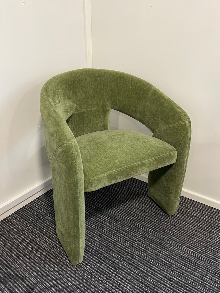 Boho Single Seater accent Visitor Armchair With Arms In Forest Green Fabric