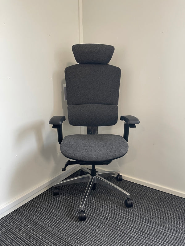 Ergo Click Plus Grey Fabrimesh High Back Ergonomic Posture Chair With Headrest & Arms
