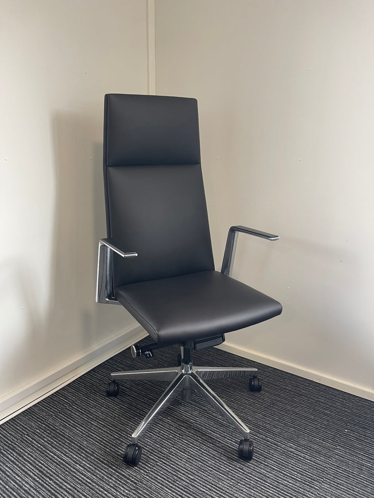 Black Bonded Leather Executive Chair Back With Arms
