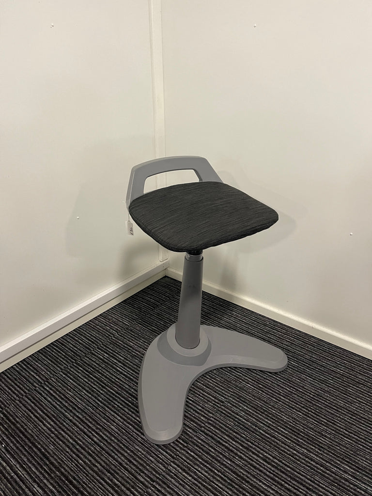 Spry Sit/ Stand Posture Stool With Charcoal Fabric Seat Pad Grey Frame