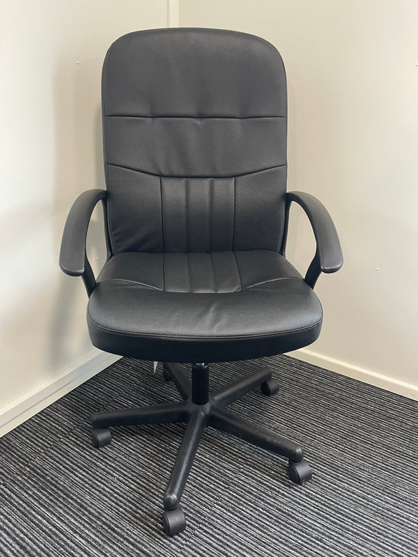 Single Lever Black Bonded Leather Executive Managerial Office Chair With Arms