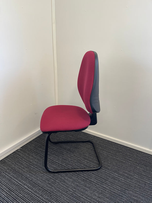 Wine Fabric Eclipse Style Cantilever Chair