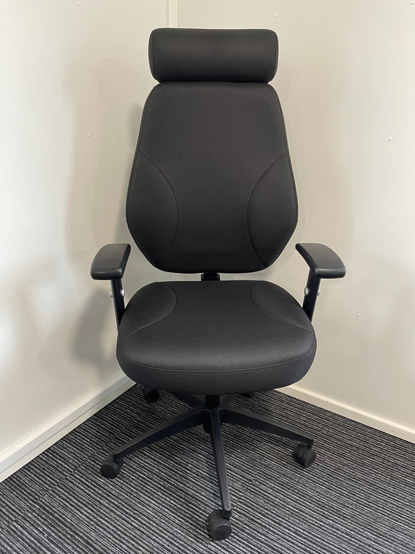 Nexus Black Fabric High Back Task Operator Office Chair With Headrest & Arms