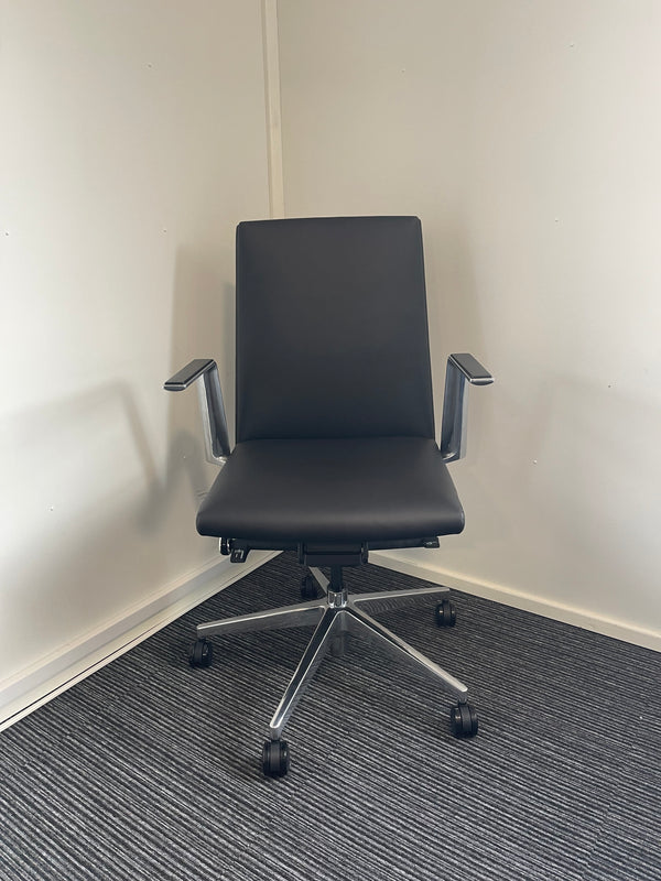Black Bonded Leather Executive Chair Back With Arms