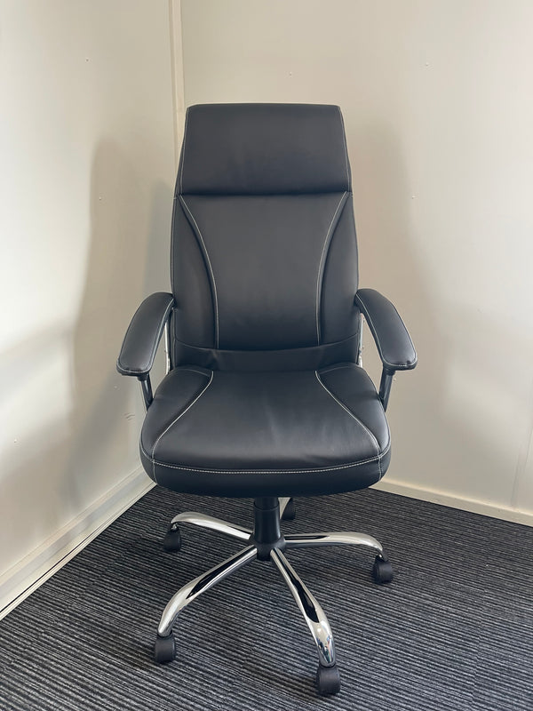 Penza Black Bonded Leather Executive Managerial Office Chair With Arms