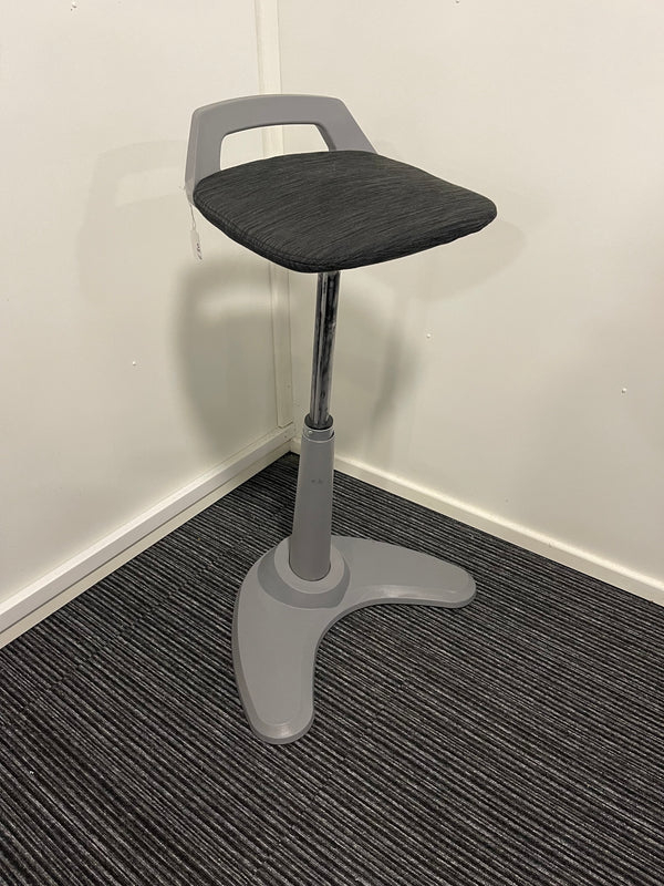 Spry Sit/ Stand Posture Stool With Charcoal Fabric Seat Pad Grey Frame