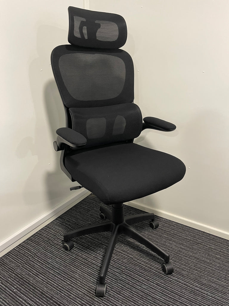 Iris Fabric Seat Mesh Back High Back Task Operator Chair With Headrest & Arms