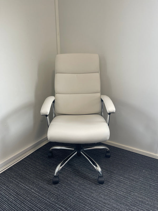 Desire White Bonded Leather Executive Managerial Office Chair With Arms