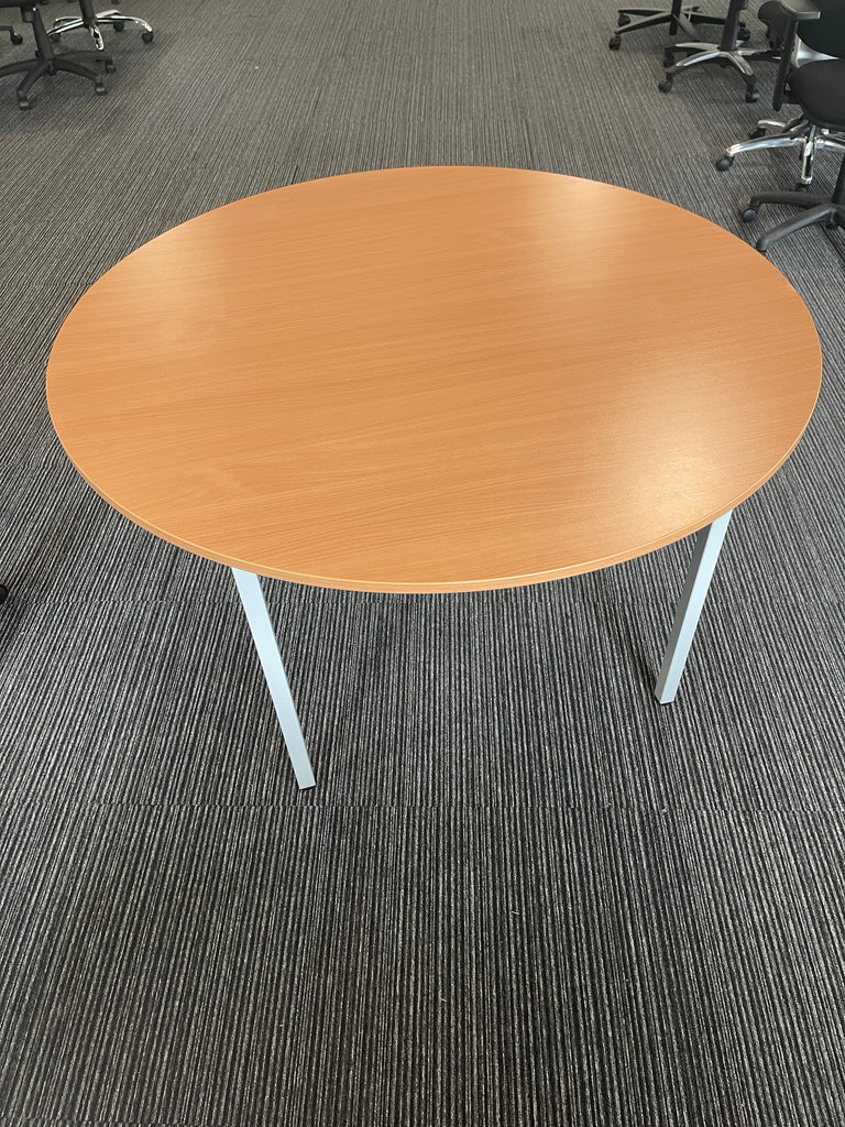 Impulse Round 1200 Beech Table With Box Frame Leg