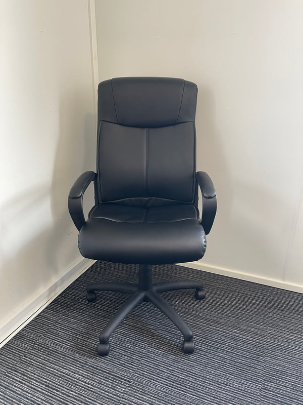 Plaza High Back Executive Black Leather Office Chair with Arms
